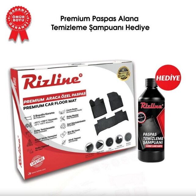 Rizline Premium Peugeot Rifter 2019 Sonrası Havuzlu Paspas | Katlanabilir Ön Yolcu Koltuğu