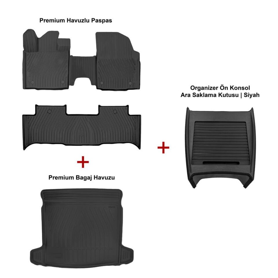 Rizline Premium Togg T10X Havuzlu Paspas ve Bagaj Havuzu + Siyah Organizer